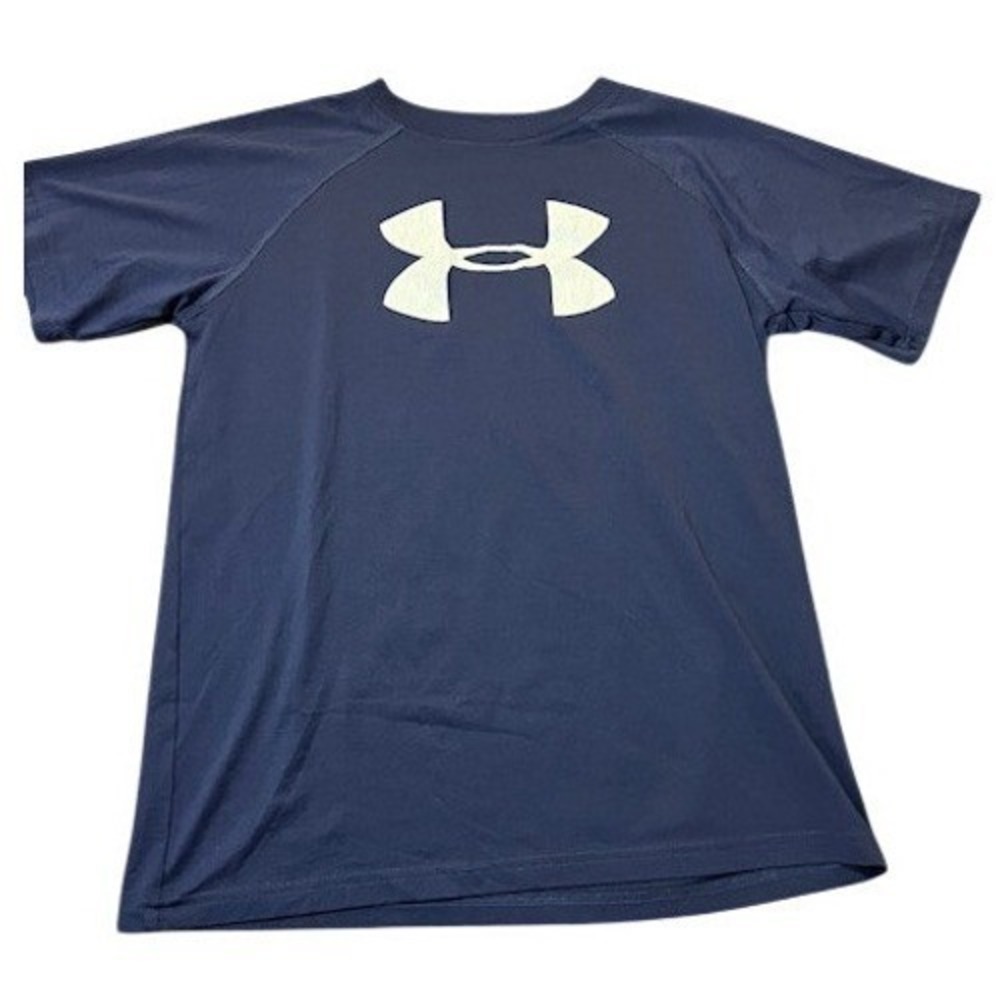 Under Armour Kids Navy Blue HeatGear Big Logo Short Sleeve Athletic T-Shirt L